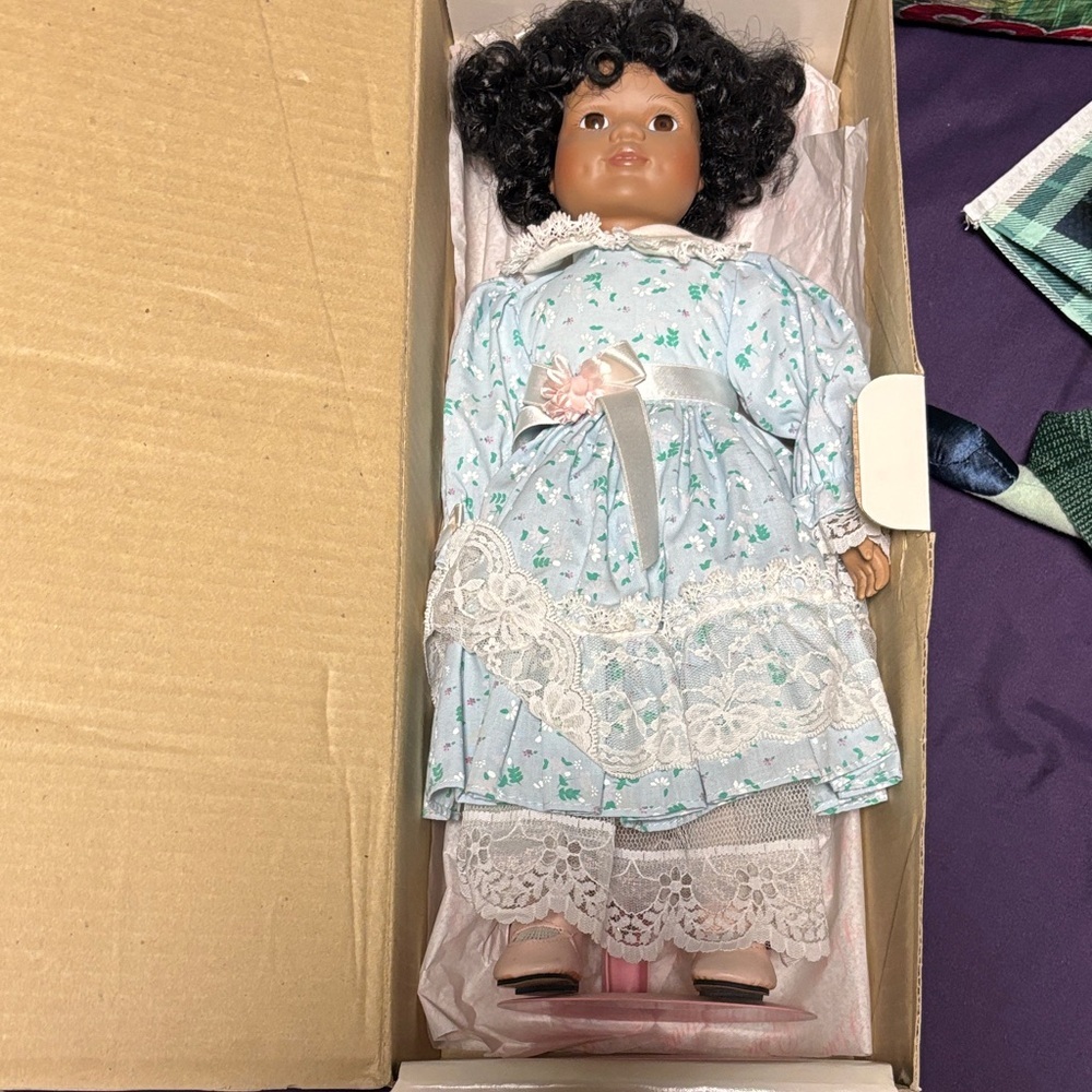 Adorable‎ Porcelain Floral Doll with Lace Details